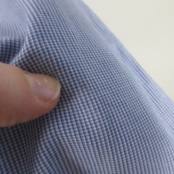 John Varvatos Button Up Shirt Men XXL Blue Micro Check Zipper Patch Pocket 194 - Picture 6 of 14